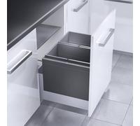 Poubelle encastrable 2 bacs pour meuble coulissant 60L (28+28) Hailo Triple XL
