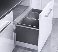 Poubelle encastrable 3 bacs pour meuble coulissant 74L (28+28+18) Hailo Triple XL