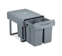 relaxdays poubelle encastrable coulissante, 4 bacs, système de tri pour le sous-évier, 4x 8 l, 34,6 x 34 x 51,8 cm, gris