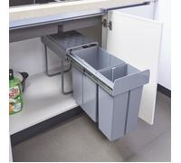 Poubelle encastrable Froland 1 x 10 + 1 x 20 litres 48 x 26 x 42 cm gris