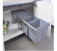 Poubelle encastrable Froland 2 x 15 litres 48 x 34 x 35 cm gris