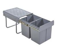 Poubelle encastrable Froland 2 x 15 litres 48 x 34 x 35 cm gris