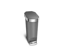 Poubelle Etroite à Pédale en Plastique Gris 40L