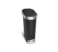 Simplehuman CW1390 poubelle étroite à pédale et rebord, poubelle de cuisine, noir plastique, 40 litres
