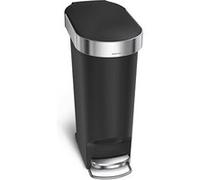 Poubelle Etroite à pédale et rebord 40L code N noire - Simplehuman - Noir - Plastique Noir