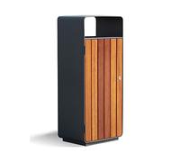 Poubelle extérieur Poubelle en acier durable avec panneau en bois, baril intérieur en acier galvanisé, poubelle simple de grande capacité avec couvercle supérieur for une utilisation en extérieur Bacs