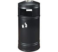 Poubelle Extérieure Métal Robust, Bac à Ordures Commercial 50 Litres avec Cendrier Intégré, Grande Capacité Poubelle pour Parcs, Rues, Espaces Publics, Collecteur Déchets Résistant aux Intempéries