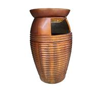 Poubelle extérieure Poubelle créative en plein air Poubelle cylindrique en fibre de verre avec pot de fleurs supérieur Convient aux endroits pittoresques dans les rues Conteneur à déchets de jardin (L