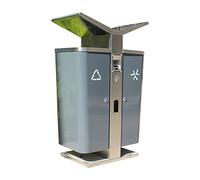 Poubelle extérieure Poubelle extérieure en acier inoxydable Double seau Tri Poubelle de recyclage commerciale avec cendrier Conteneur à déchets de jardin