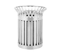 Poubelle extérieure - ronde - large ouverture - inox / acier galvanisé - argent | ulsonix
