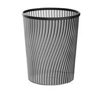 Poubelle filetée circulaire légère, verticale translucide de grande capacité pour poubelle - Corbeille à papier - Design minimal et élégant - Panier de recyclage pour bureau, maison, chambre (Black)