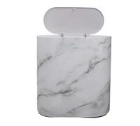 Poubelle fine et efficace avec couvercle pour espaces de vie compacts, dimensionnellement optimisée, structure en plastique, mouvement contrôlé du couvercle, esthétique minimaliste (blanc)