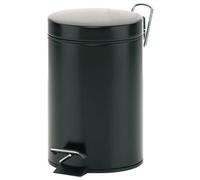 Kela Poubelle de salle de bain MONACO – 3 L, métal, pédale, seau intérieur, anse – noire mate