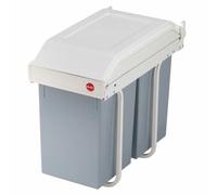 Poubelle Hailo Multi-Box duo L Blanc Gris Crème Acier Plastique 2 tiroirs 14