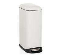 HJH Office – Poubelle CLEAN SLIM 20 L – Acier blanc, à pédale, Softclose, seau intérieur