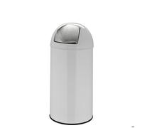 Poubelle - hjh OFFICE - PUSH 35L - Blanc - Tôle en acier