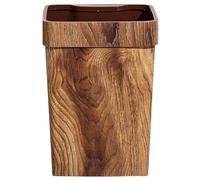 Poubelle Imitation Bois 13 L en Plastique, Style Moderne pour Maison | Corbeille à Déchets Ménagers, Couleur Café, Stable et Bien Faite, Usage la Cuisine et Salle de Bain