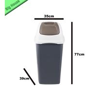 Poubelle Inclinaison Plastique europa 65L Olive avec Couvercle Blanc Et Noir