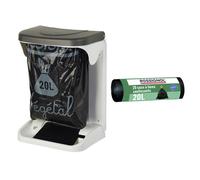 ROSSIGNOL Poubelle intérieur placard cuisine 20L avec dérouleur de sac et 20 sacs poubelle 20L - INO