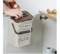 Poubelle - JE CHERCHE UNE IDEE - 5L - Anse - Beige et Marron