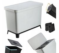 Poubelle KADAX avec couvercle rabattable, gris, 10 L + 23 L