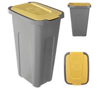 KADAX Poubelle pour tri des déchets, 30 l, robuste, avec couvercle à rabat hermétique, pour système de tri des déchets, en plastique (1, couvercle jaune)