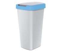 Poubelle KEDEN COMPACTA Q 25 litres - Couleur cendrée avec cadre bleu clair