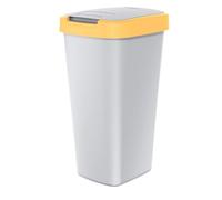 Keden Compacta Q Poubelle avec couvercle basculant et rabattable - En plastique - 25 l - Pour trier les déchets - Poubelle de recyclage - Gris cendré / jaune clair