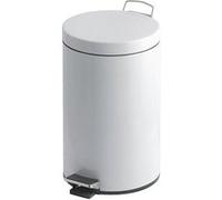 Poubelle métal 12 litres ronde à pédale blanche