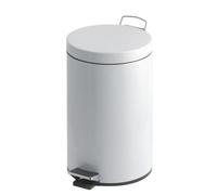 Poubelle métal blanc 5 litres ronde à pédale