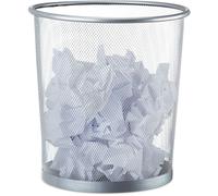 Poubelle Métal Maille Corbeille À Papier Bureau Chambre Treillis Métallique 26 Cm , Hauteur 27,5 Cm, Argenté - Relaxdays