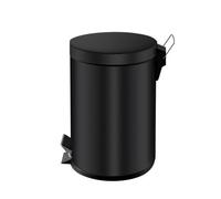 Poubelle métal noir à pédale ronde, 20 litres