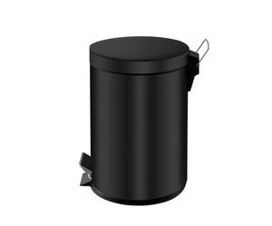 Poubelle métal noir à pédale ronde, 20 litres