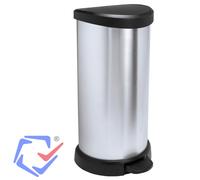 Poubelle métallisé avec pédale 40l Curver design moderne électroménager