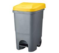 Poubelle mobile à pédale idéal pour le tri 60L Gris/Jaune