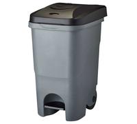 ROSSIGNOL Poubelle mobile à pédale. Capacité 60L, Poubelle à roulettes, Idéal pour le tri, Poubelle grande contenance, pour garage, ROULY