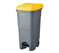 Poubelle mobile à pédale idéal pour le tri 85L Gris/Jaune