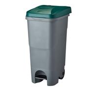 Poubelle mobile à pédale idéal pour le tri 85L Gris/Vert