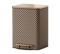 Poubelle moderne de luxe en acier inoxydable avec couche extérieure en cuir synthétique, poubelle à pédale avec couvercle à fermeture douce, poignée et seau intérieur pour la maison, le bureau, la