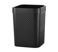 Poubelle moderne en imitation rotin - Poubelle carrée en plastique avec anneau de pression - Pour salon, chambre à coucher, bureau, salle de bain (noir)