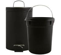 MSV Poubelle à cosmétiques Acier Inoxydable Noir Mat uni avec Récipient intérieur Amovible Salle de Bains Poubelle à pédale Boîte à ordures - 3 et 5 litres