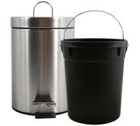 MSV Poubelle à cosmétiques Acier Inoxydable Argenté finiton satinée avec Récipient intérieur Amovible Salle de Bains Poubelle à pédale Boîte à ordures - 3 et 5 litres