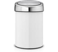 Brabantia Poubelle Touch intérieur en plastique, Argent/Blanc, 3 L