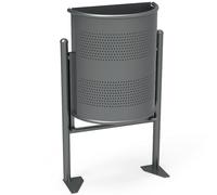 Poubelle murale semi-circulaire, grise, 30 L