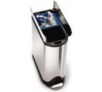 Poubelle papillon acier inox brossé anti-traces à pédale SimpleHuman - CW1824 - Acier inoxydable - Rectangulaire - 30 l - Inox brossé Multicolore G