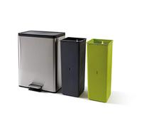 Poubelle parfaite pour tri sélectif. Recyclage : 20 + 20 - Inox satiné - 6000 g