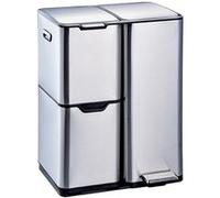 Kitchen Move Poubelle de cuisine HAJA 60 L – tri sélectif à pédale, acier inox avec seaux