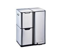 Kitchen Move Poubelle de cuisine HAJA 60 L – tri sélectif à pédale, acier inox avec seaux