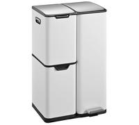 Kitchen Move Poubelle de cuisine HAJA - 60L (13+17+30L) tri sélectif acier inox blanc avec seau