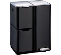 Kitchen Move Poubelle de cuisine HAJA à pédale tri sélectif 60L (13+17+30L) acier inoxydable Noir